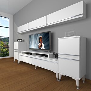 Ekoflex 9 Mdf Silver Tv Ünitesi Tv Sehpası Parlak Beyaz
