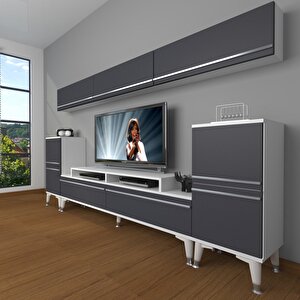 Ekoflex 9 Mdf Silver Tv Ünitesi Tv Sehpası Beyaz - Antrasit