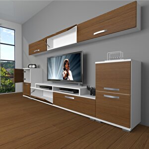 Ekoflex 9 Slm Tv Ünitesi Tv Sehpası Beyaz - Ceviz