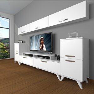 Ekoflex 9 Slm Retro Tv Ünitesi Tv Sehpası Parlak Beyaz