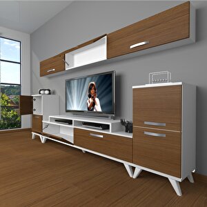 Ekoflex 9 Slm Retro Tv Ünitesi Tv Sehpası Beyaz - Ceviz
