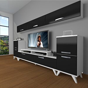 Ekoflex 9 Slm Retro Tv Ünitesi Tv Sehpası Beyaz - Siyah