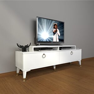 Ekoflex 4 Mdf Gold Tv Ünitesi Tv Sehpası Parlak Beyaz