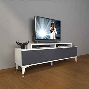 Ekoflex 4 Mdf Gold Tv Ünitesi Tv Sehpası Beyaz - Antrasit