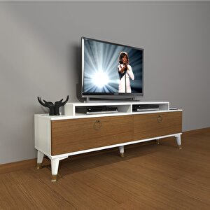 Ekoflex 4 Mdf Gold Tv Ünitesi Tv Sehpası Beyaz - Ceviz
