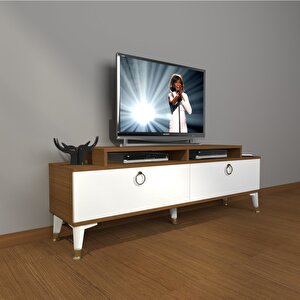 Ekoflex 4 Mdf Gold Tv Ünitesi Tv Sehpası Ceviz Beyaz