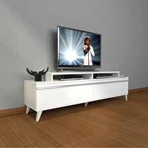 Ekoflex 4 Mdf Retro Tv Ünitesi Tv Sehpası Parlak Beyaz