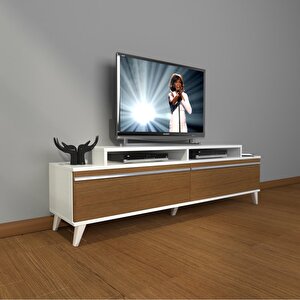 Ekoflex 4 Mdf Retro Tv Ünitesi Tv Sehpası Beyaz - Ceviz