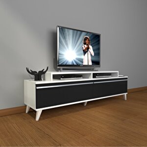 Ekoflex 4 Mdf Retro Tv Ünitesi Tv Sehpası Beyaz - Siyah