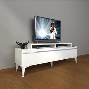 Ekoflex 4 Mdf Silver Tv Ünitesi Tv Sehpası Parlak Beyaz