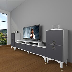 Ekoflex On2 Mdf Gold Tv Ünitesi Tv Sehpası Beyaz - Antrasit