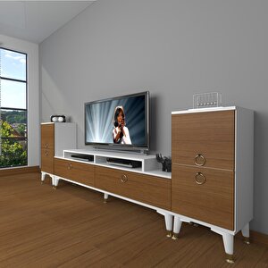 Ekoflex On2 Mdf Gold Tv Ünitesi Tv Sehpası Beyaz - Ceviz