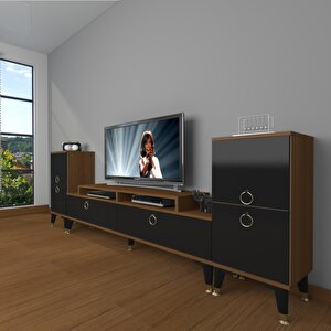 Ekoflex On2 Mdf Gold Tv Ünitesi Tv Sehpası Ceviz-Siyah