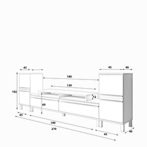 Ekoflex On2 Mdf Krom Ayaklı Tv Ünitesi Tv Sehpası Naturel Ceviz