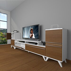 Ekoflex On2 Mdf Retro Tv Ünitesi Tv Sehpası Beyaz - Ceviz