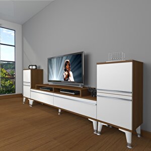Ekoflex On2 Mdf Silver Tv Ünitesi Tv Sehpası Ceviz Beyaz