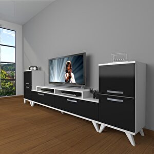 Ekoflex On2 Slm Retro Tv Ünitesi Tv Sehpası Beyaz - Siyah