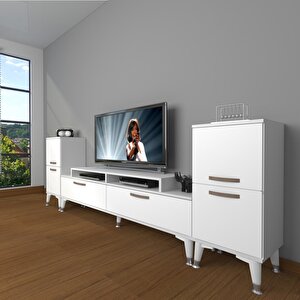 Ekoflex On2 Slm Silver Tv Ünitesi Tv Sehpası Parlak Beyaz