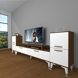 Ekoflex On2 Slm Silver Tv Ünitesi Tv Sehpası Ceviz Beyaz