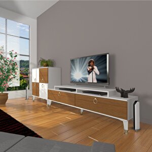 Ekoflex On Mdf Gold Tv Ünitesi Tv Sehpası Beyaz - Ceviz