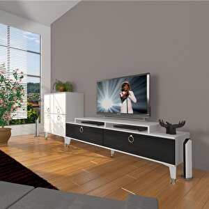 Ekoflex On Mdf Gold Tv Ünitesi Tv Sehpası Beyaz - Siyah