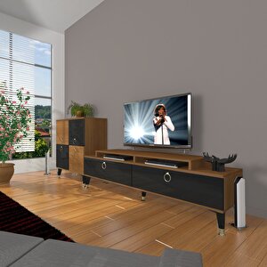 Ekoflex On Mdf Gold Tv Ünitesi Tv Sehpası Ceviz-Siyah