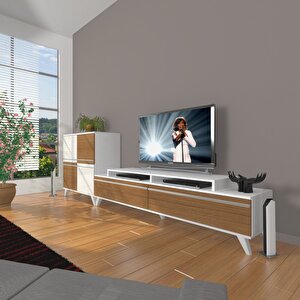 Ekoflex On Mdf Retro Tv Ünitesi Tv Sehpası Beyaz - Ceviz