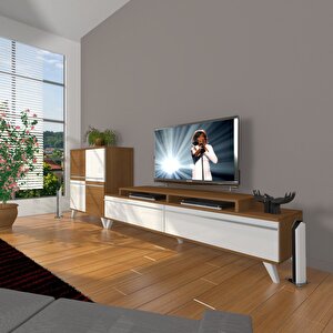 Ekoflex On Mdf Retro Tv Ünitesi Tv Sehpası Ceviz Beyaz