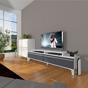 Ekoflex On Mdf Silver Tv Ünitesi Tv Sehpası Beyaz - Antrasit