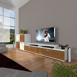Ekoflex On Slm Tv Ünitesi Tv Sehpası Beyaz - Ceviz