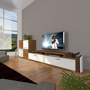 Ekoflex On Slm Tv Ünitesi Tv Sehpası Ceviz Beyaz