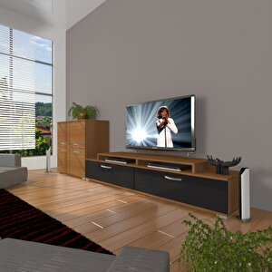 Ekoflex On Slm Tv Ünitesi Tv Sehpası Ceviz-Siyah