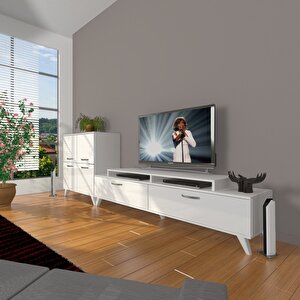 Ekoflex On Slm Retro Tv Ünitesi Tv Sehpası Parlak Beyaz
