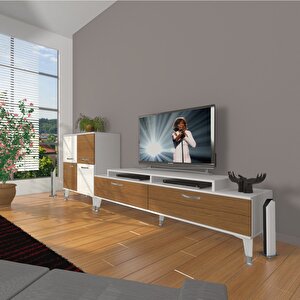 Ekoflex On Slm Silver Tv Ünitesi Tv Sehpası Beyaz - Ceviz