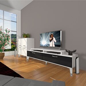 Ekoflex On Slm Silver Tv Ünitesi Tv Sehpası Beyaz - Siyah