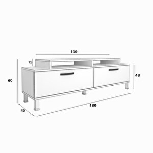 Ekoflex 4 Slm Krom Ayaklı Tv Ünitesi Tv Sehpası Beyaz - Ceviz