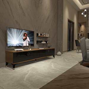 Eko 4 Mdf Std Gold Tv Ünitesi Tv Sehpası Ceviz-Siyah