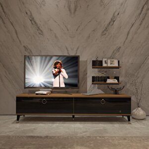Eko 4 Mdf Std Gold Tv Ünitesi Tv Sehpası Ceviz-Siyah