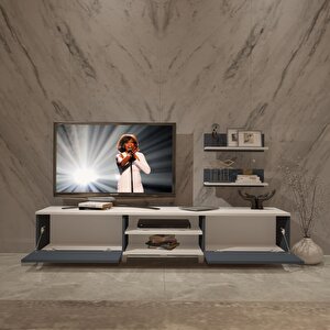 Eko 4 Mdf Dvd Retro Tv Ünitesi Tv Sehpası Beyaz - Antrasit