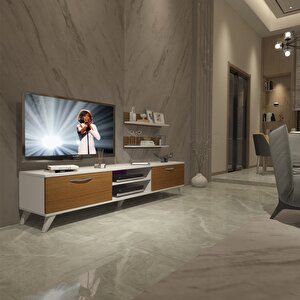 Eko 4 Mdf Dvd Retro Tv Ünitesi Tv Sehpası Beyaz - Ceviz