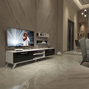 Eko 4 Mdf Dvd Retro Tv Ünitesi Tv Sehpası Beyaz - Siyah