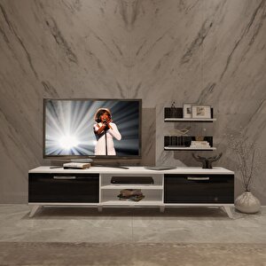Eko 4 Mdf Dvd Retro Tv Ünitesi Tv Sehpası Beyaz - Siyah