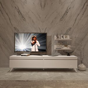 Eko 4 Mdf Std Retro Tv Ünitesi Tv Sehpası Parlak Beyaz