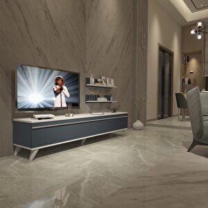 Eko 4 Mdf Std Retro Tv Ünitesi Tv Sehpası Beyaz - Antrasit