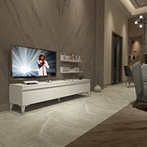 Eko 4 Mdf Std Silver Tv Ünitesi Tv Sehpası Parlak Beyaz