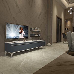 Eko 4 Mdf Std Silver Tv Ünitesi Tv Sehpası Beyaz - Antrasit