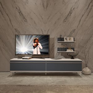Eko 4 Mdf Std Silver Tv Ünitesi Tv Sehpası Beyaz - Antrasit