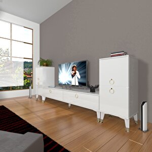 Eko On2 Mdf Std Gold Tv Ünitesi Tv Sehpası Parlak Beyaz