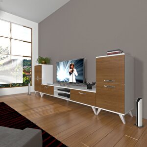Eko On2 Mdf Dvd Retro Tv Ünitesi Tv Sehpası Beyaz - Ceviz