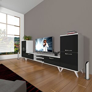 Eko On2 Mdf Dvd Retro Tv Ünitesi Tv Sehpası Beyaz - Siyah